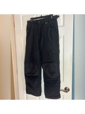 Slalom Ski Pants Black Zip Front Pockets Reinforced Knees and Hem Girls XL Wmn S